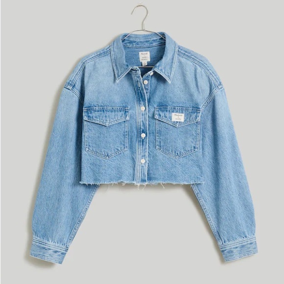 Madewell x Molly Dickson Denim Oversized Crop Shirt jacket - Picture 1 of 6